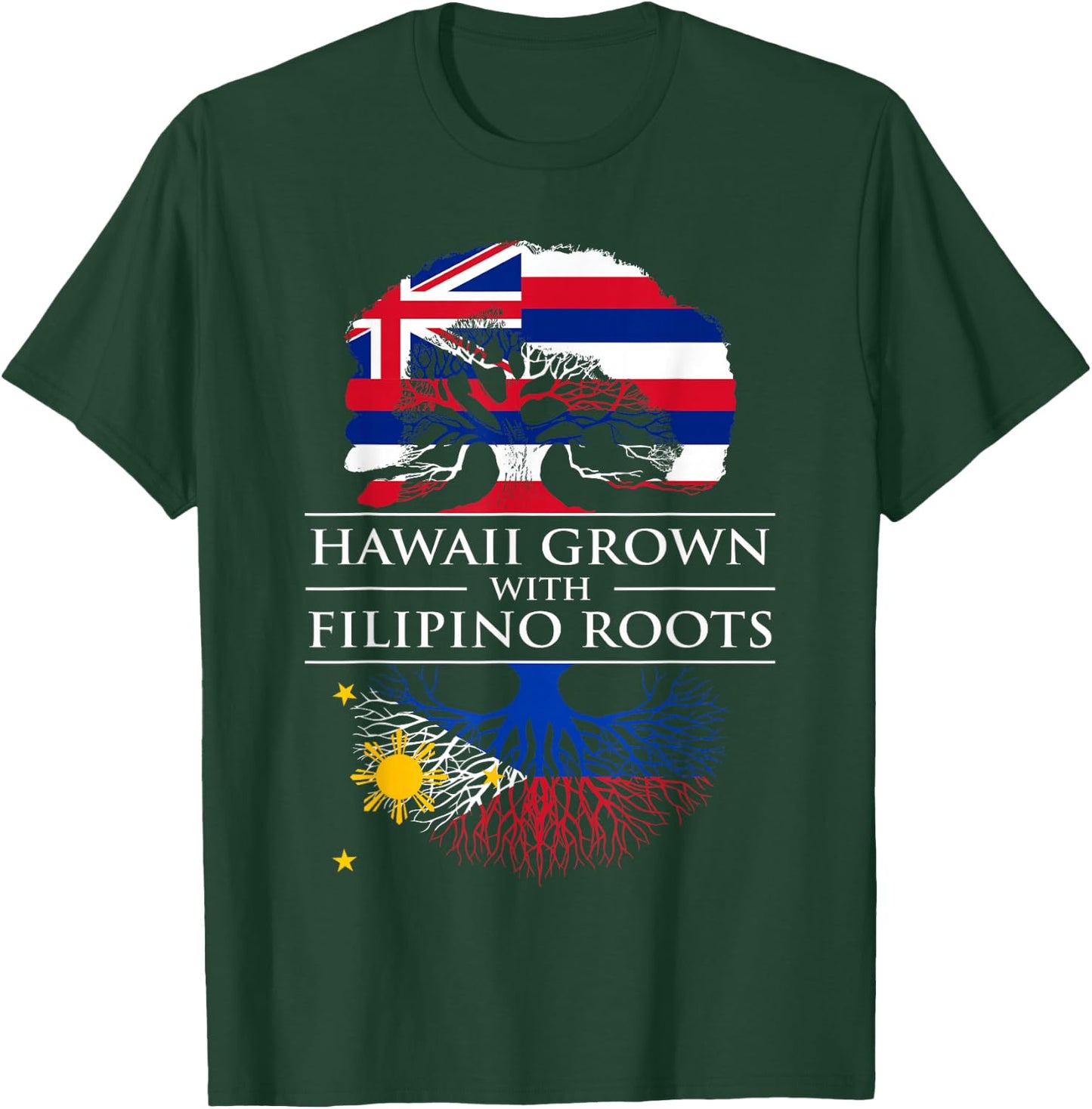 Hawaiian Filipino Shirt Hawaii Grown Filipino Roots heritage T-Shirt - T-Shirt | Forest