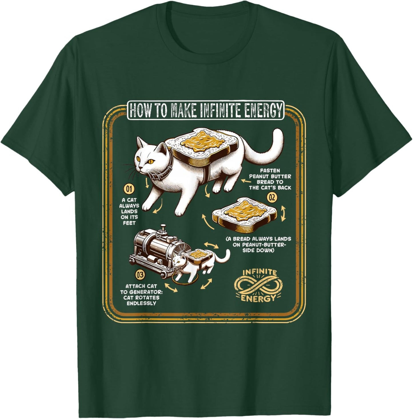 Funny Math Infinite Energy Cat And Mechanical Engineering T-Shirt - T-Shirt | Forest