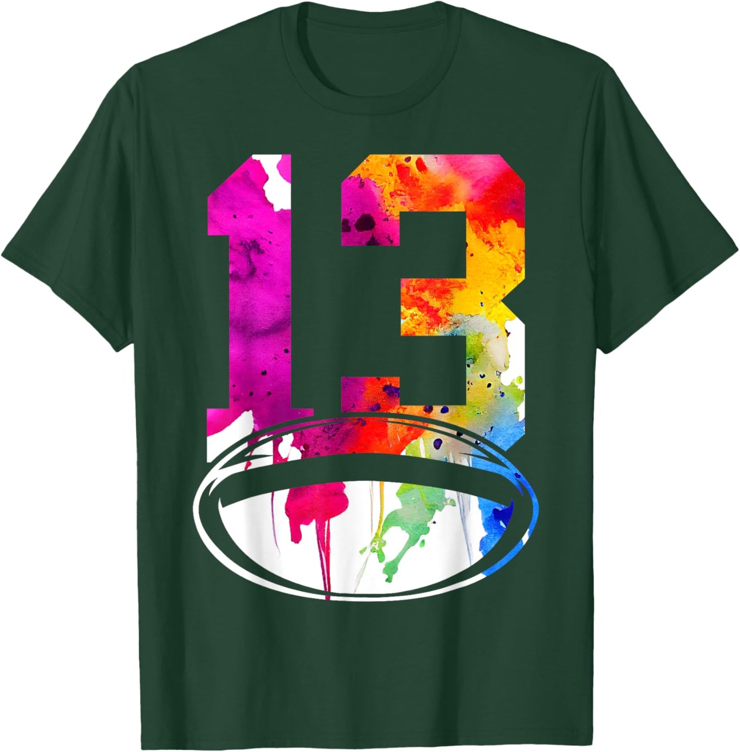 Number 13 Rugby 13th Birthday T-Shirt - T-Shirt | Forest
