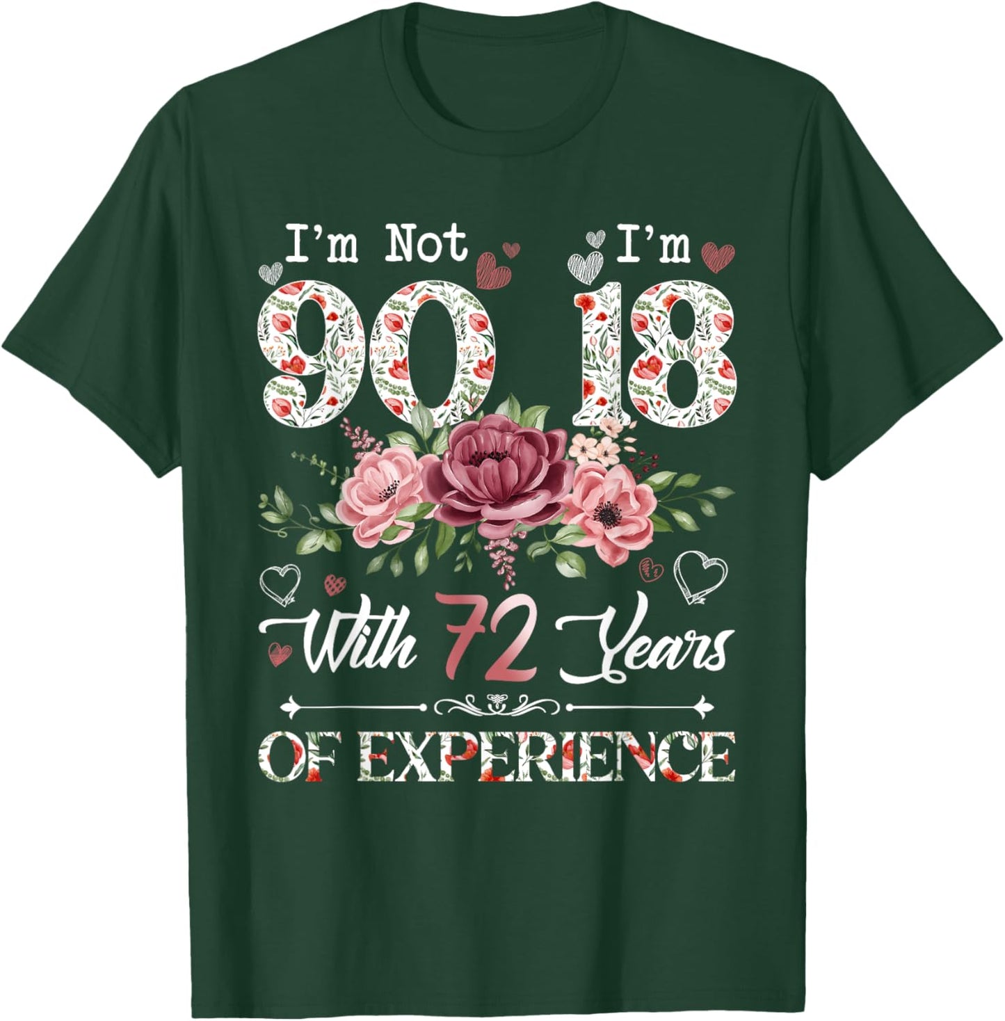 I'm Not 90 I'm 18 With 72 Years of Experience 90th Birthday T-Shirt - T-Shirt | Forest