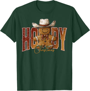 Howdy Christmas Gingerbread Man Cowboy Rodeo Western Country T-Shirt - T-Shirt | Forest