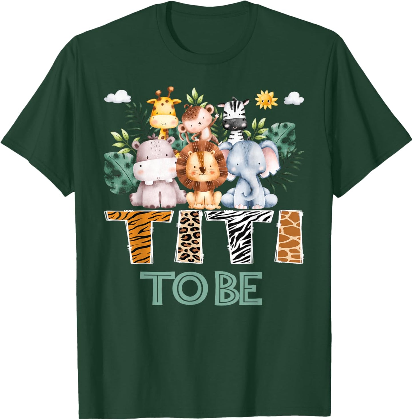Soon To Be Titi Jungle Animal Safari Gender Reveal T-Shirt - T-Shirt | Forest