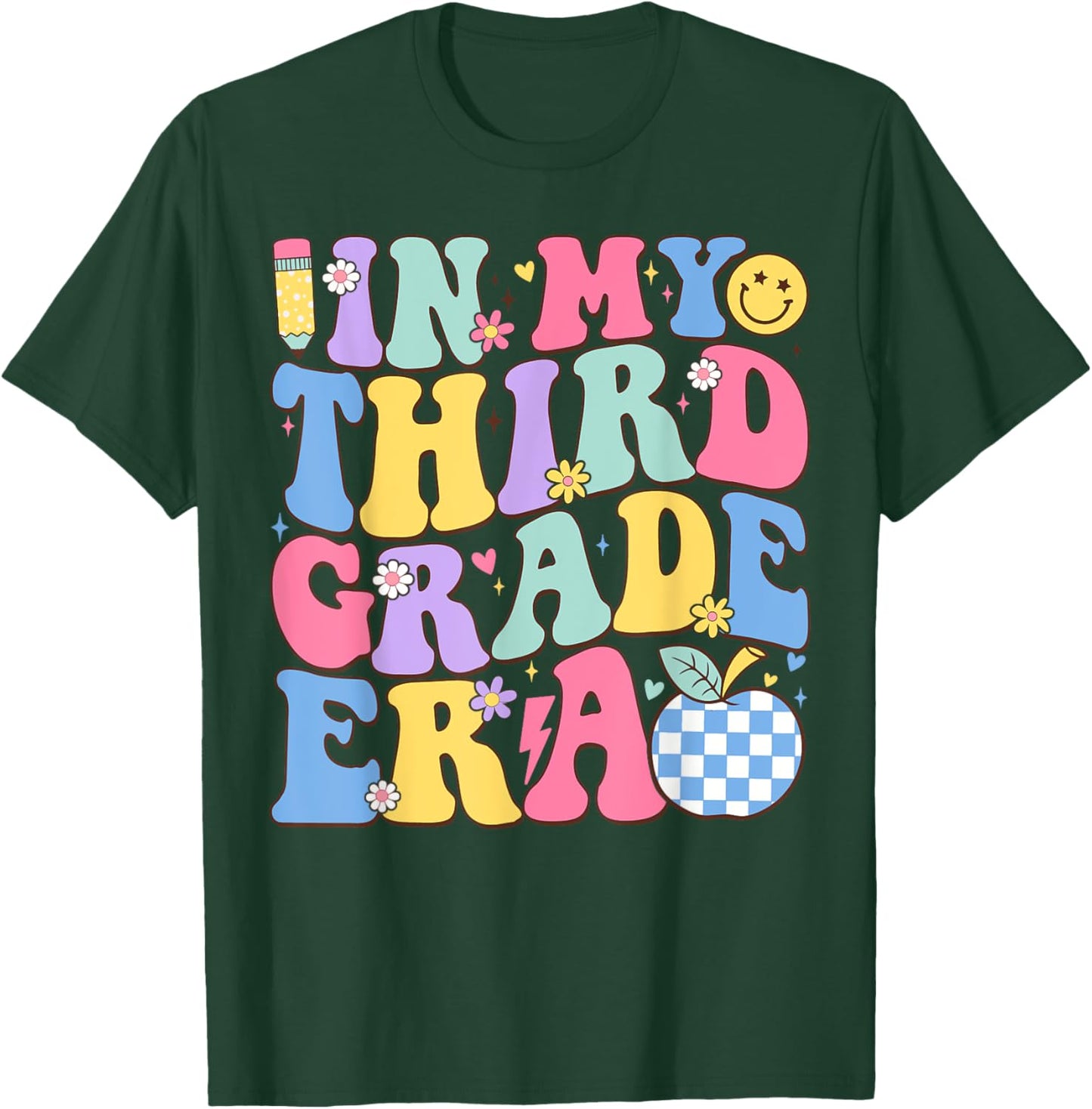 In My Third Grade Era Groovy Back To School Teachers Kids T-Shirt - T-Shirt | Forest
