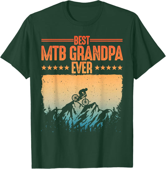 Funny Mountain Bike Design Vintage Biker Grandpa T-Shirt - T-Shirt | Forest