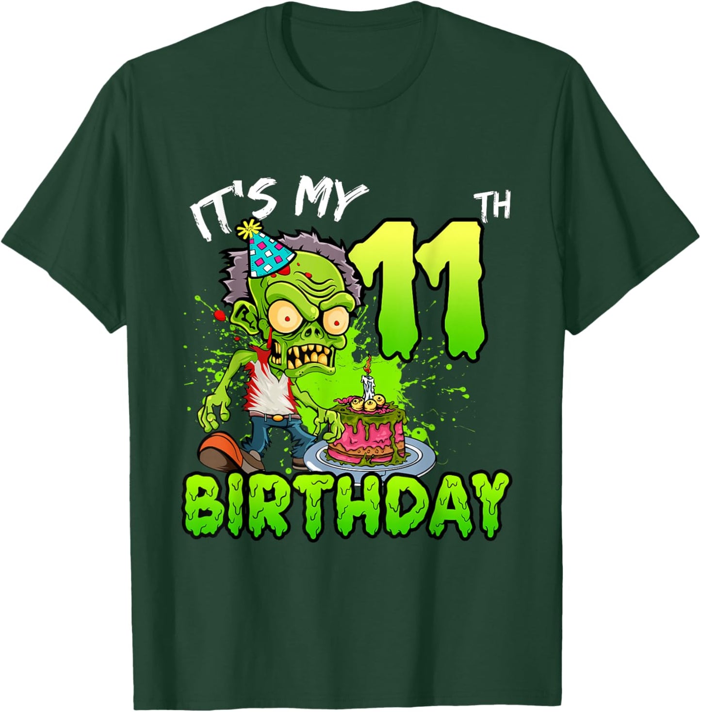 It's My 11th Birthday Zombie Lover 11 Year Old Boys Girls T-Shirt - T-Shirt | Forest