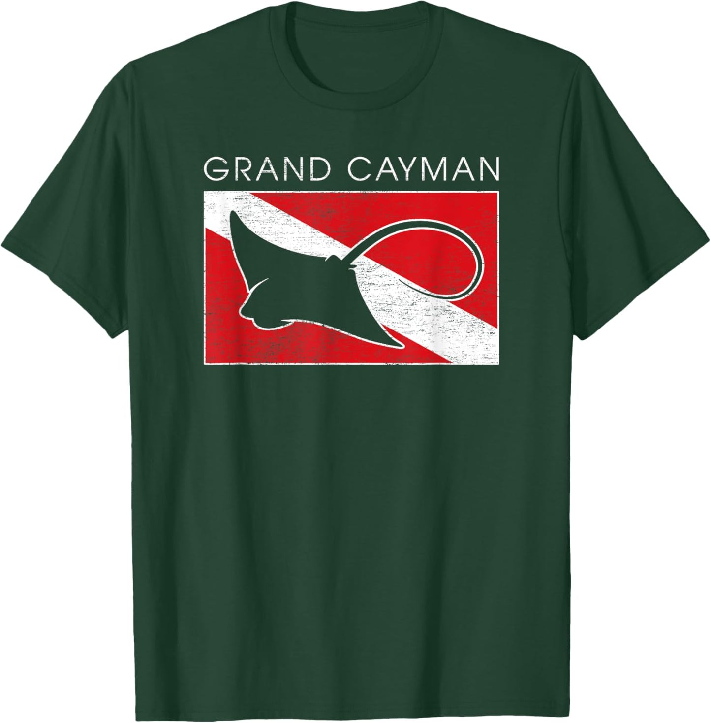 Stingray Grand Cayman Islands Scuba Dive Flag T-Shirt - T-Shirt | Forest