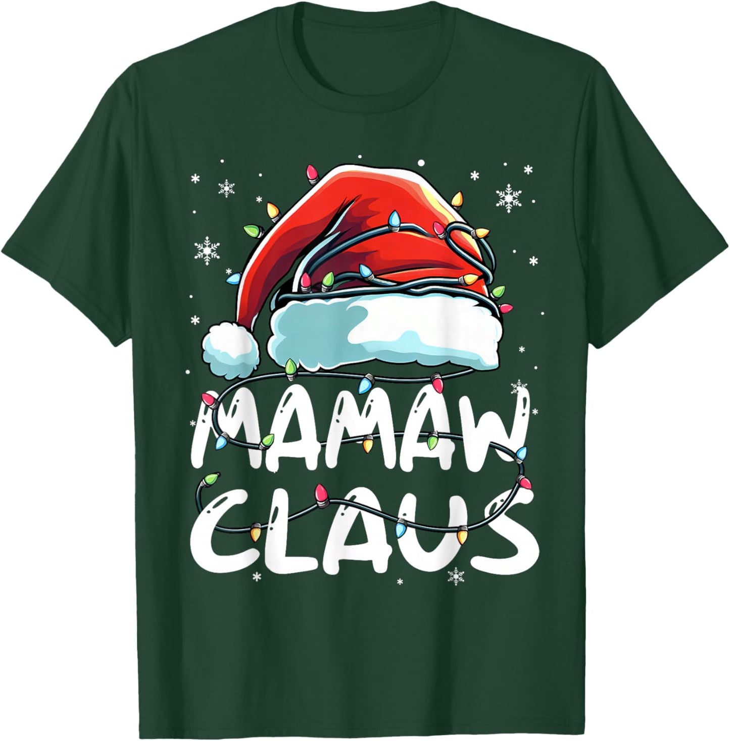 Mamaw Claus Christmas Lights Matching Family Xmas Pajama T-Shirt - T-Shirt | Forest