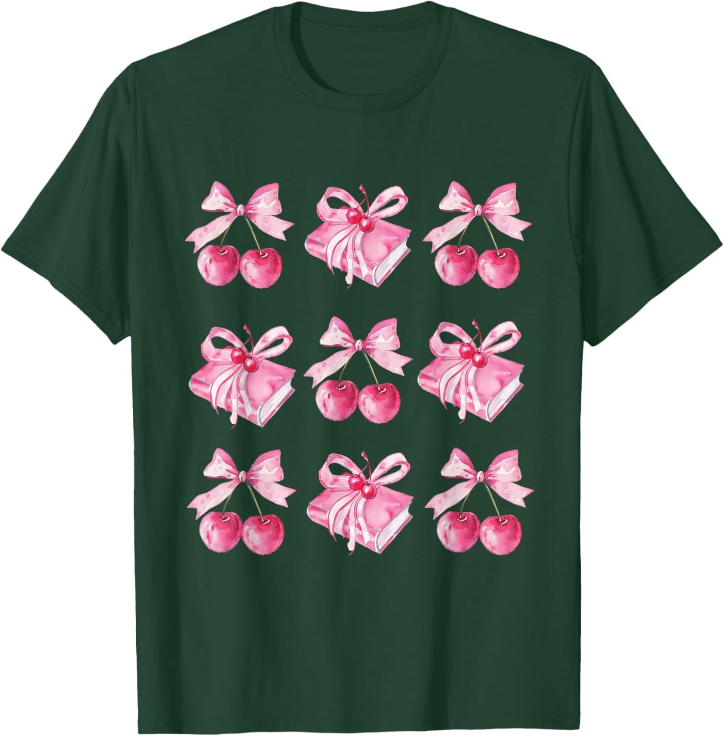 Coquette bow teacher student back to school books pink bows T-Shirt - T-Shirt | Forest