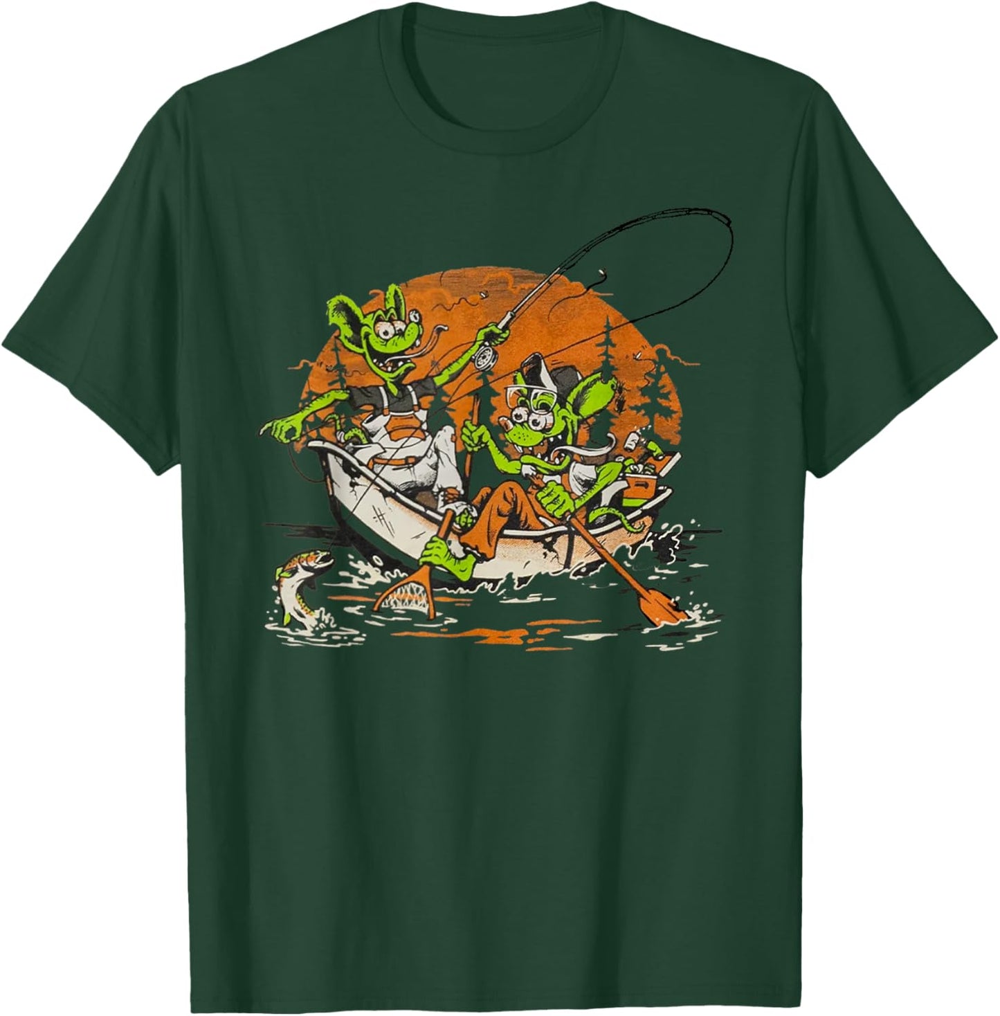 River Rats Mouse Monster Fishing On Halloween T-Shirt - T-Shirt | Forest