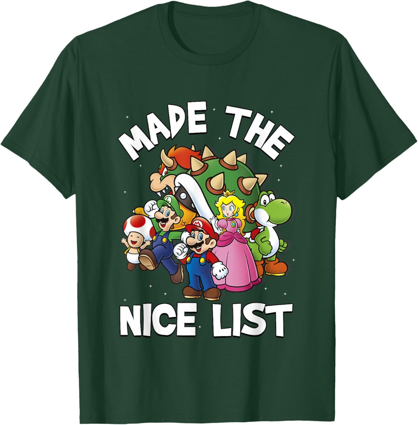 Super Mario Christmas Made The Nice List Group Shot T-Shirt - T-Shirt | Forest
