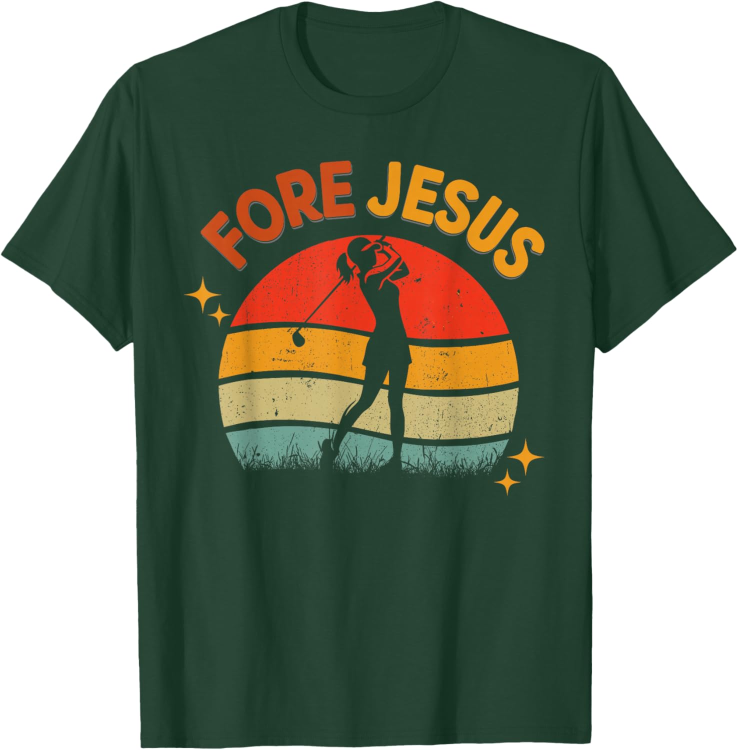 FORE Jesus Christian Golf Retro 70s Religious Golfing T-Shirt - T-Shirt | Forest