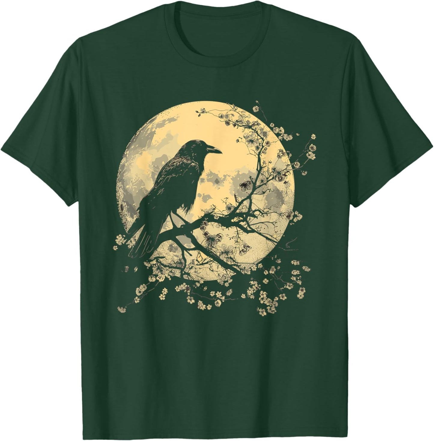 Black Raven Nature Art Crow Moon T-Shirt - T-Shirt | Forest