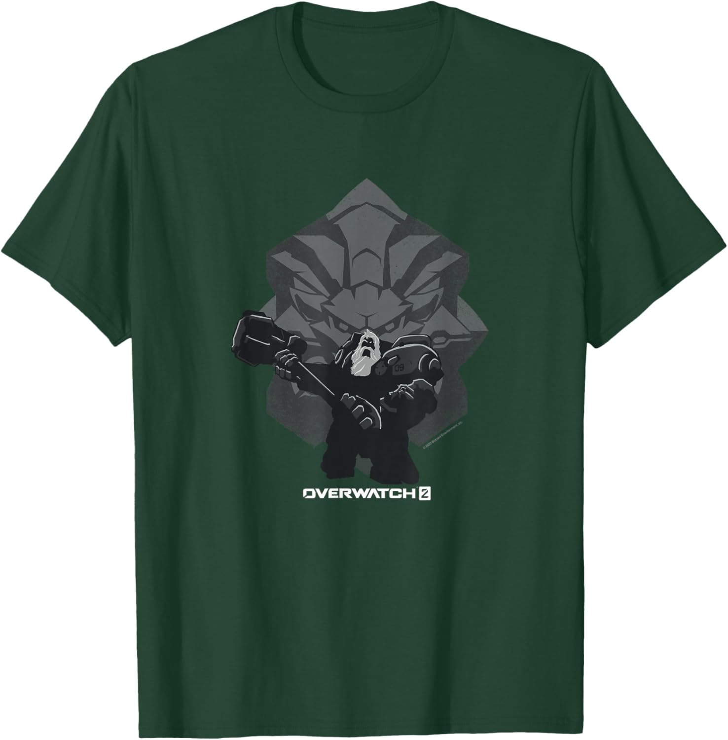 Overwatch 2 Powerful Strong Reinhardt Silhouette Chest Logo T-Shirt - T-Shirt | Forest