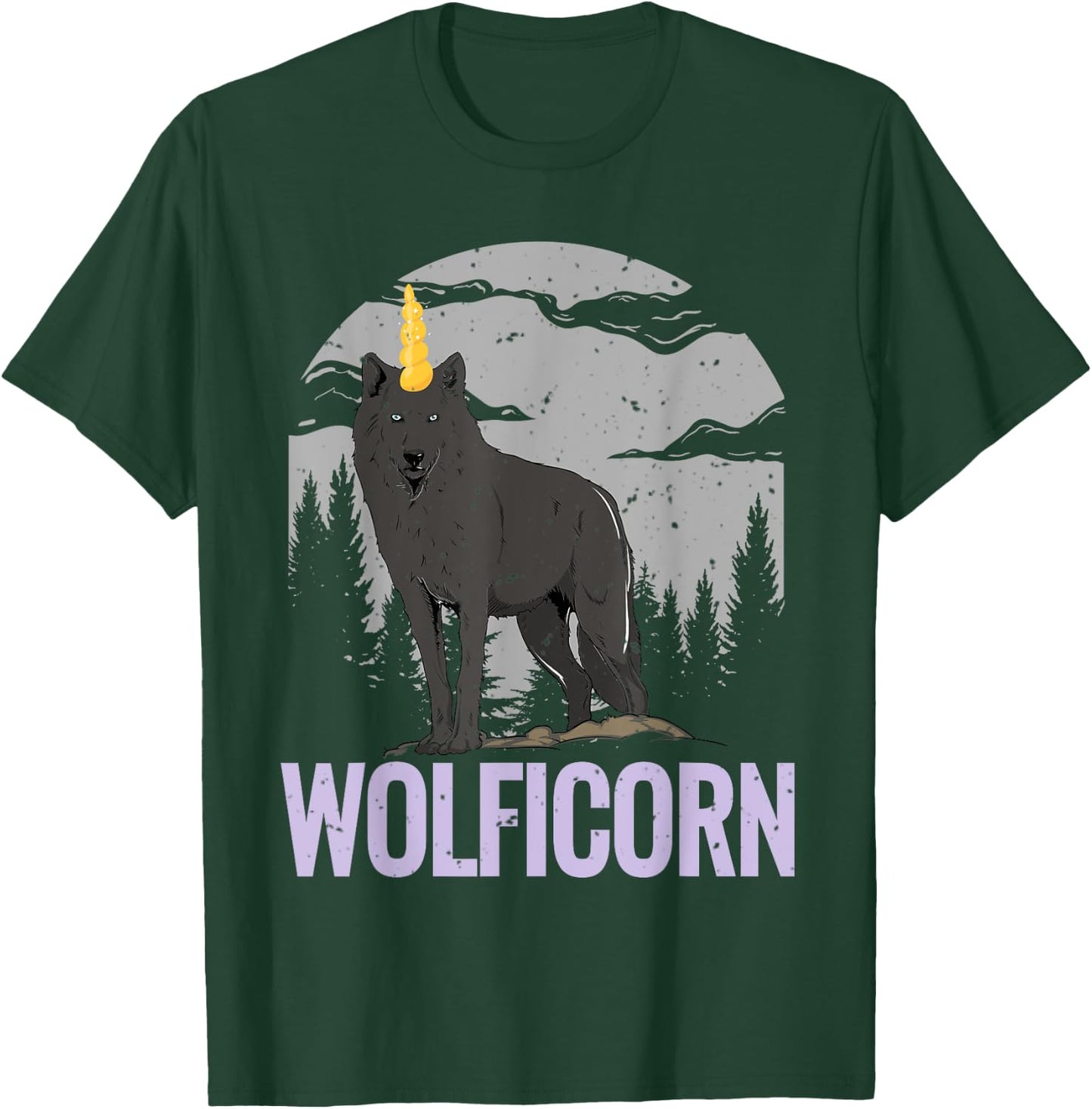 Wolf T Shirt Women Men Kids Wolficorn Unicorn Gift T-Shirt - T-Shirt | Forest