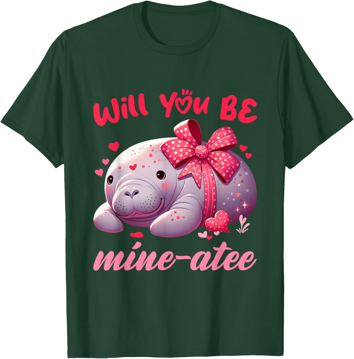 Valentine Manatee Cute Valentine Hearts T-Shirt - T-Shirt | Forest