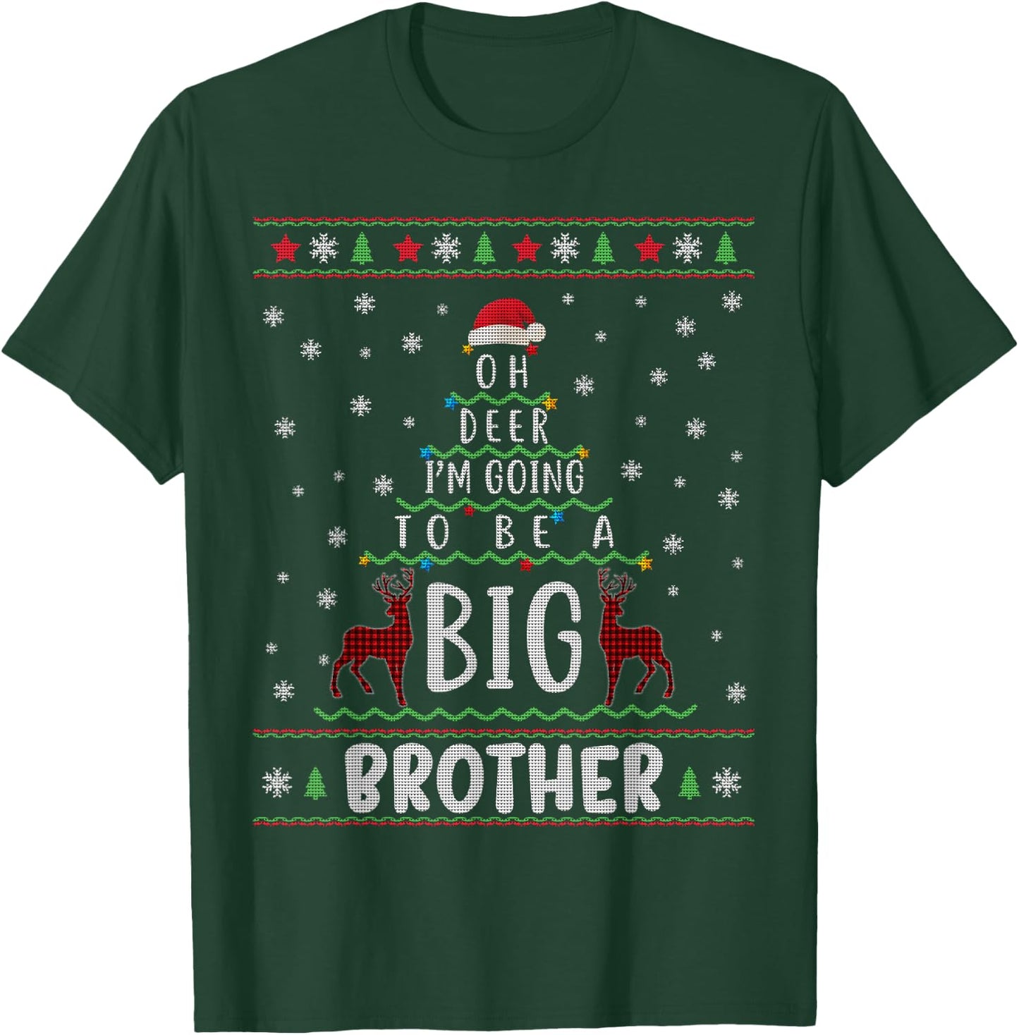 Oh Deer I'm Going To Be A Big Brother Christmas T-Shirt - T-Shirt | Forest