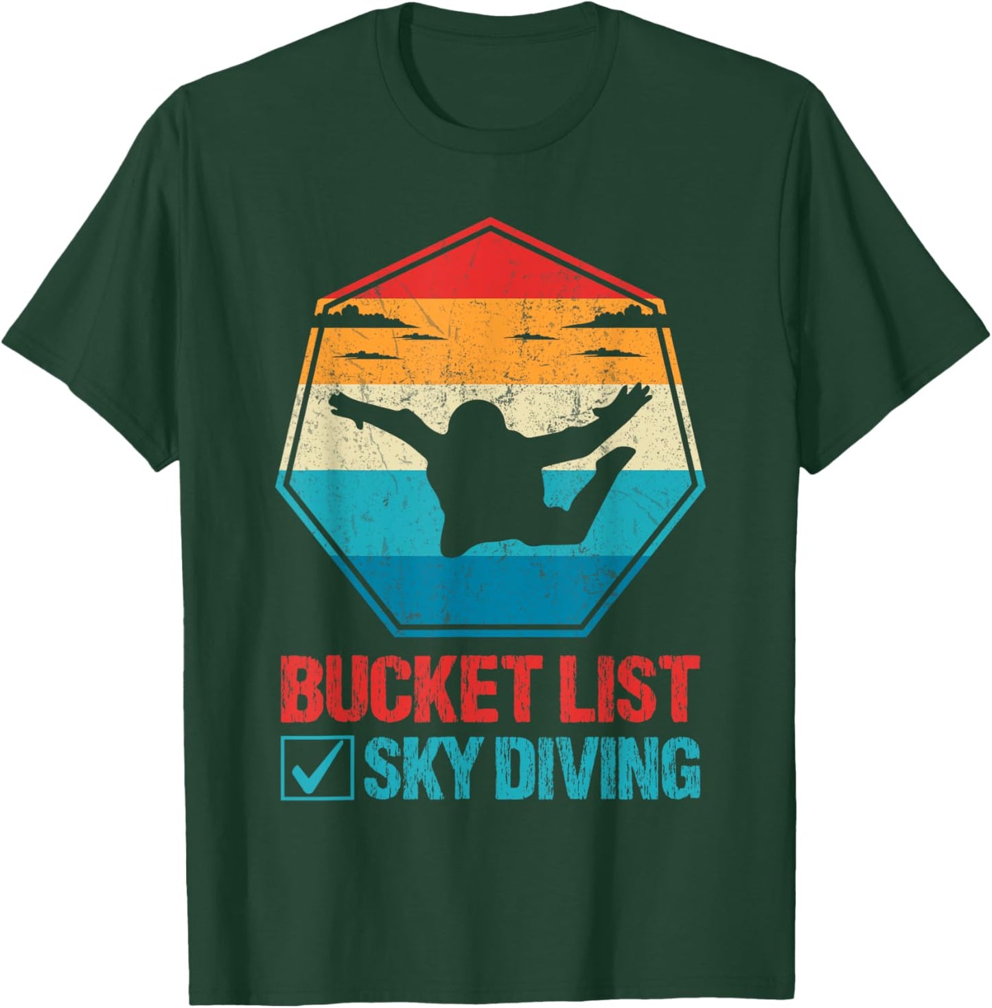 Bucket List Sky Diving Vintage Retro Skydiver T-Shirt - T-Shirt | Forest