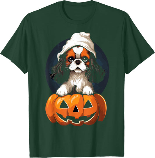 Funny Halloween Cavalier King Charles Spaniel Dog Pumpkin T-Shirt - T-Shirt | Forest