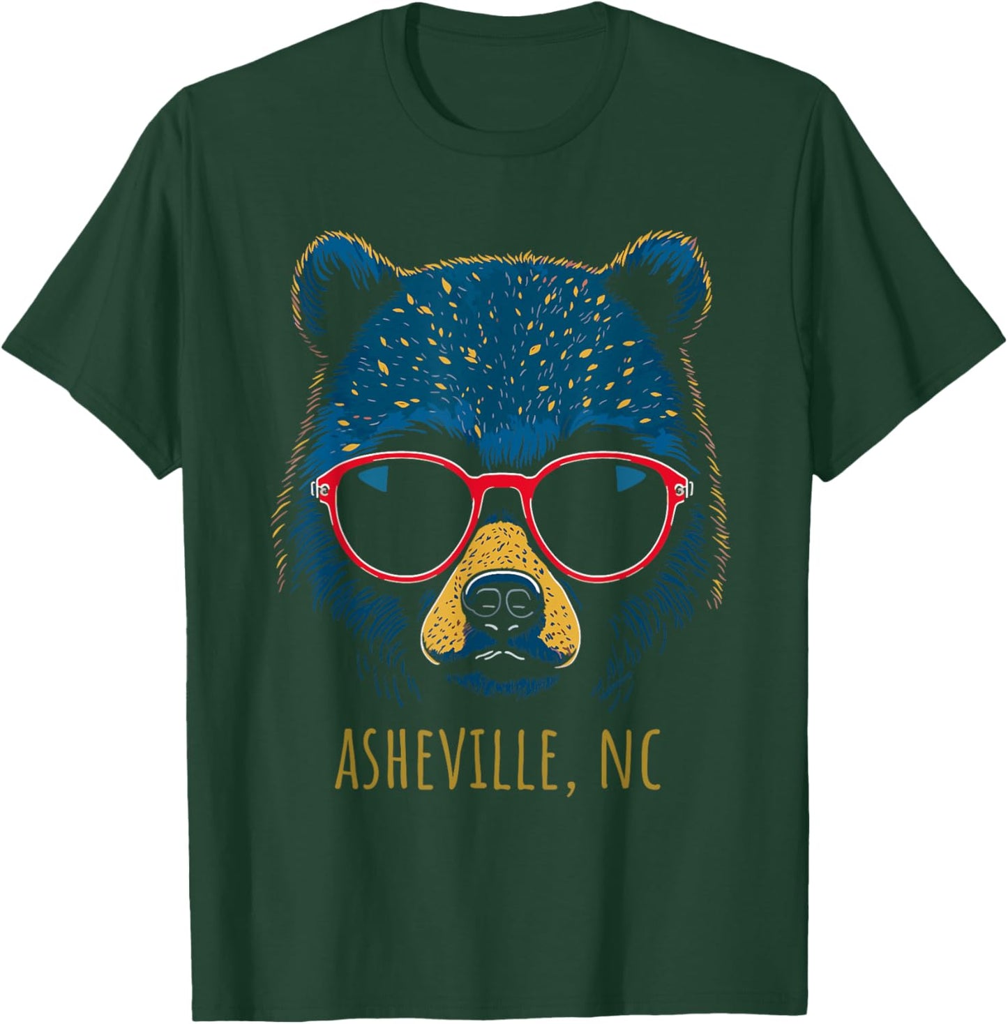 Asheville NC USA Bear Wearing Sunglasses Design T-Shirt - T-Shirt | Forest
