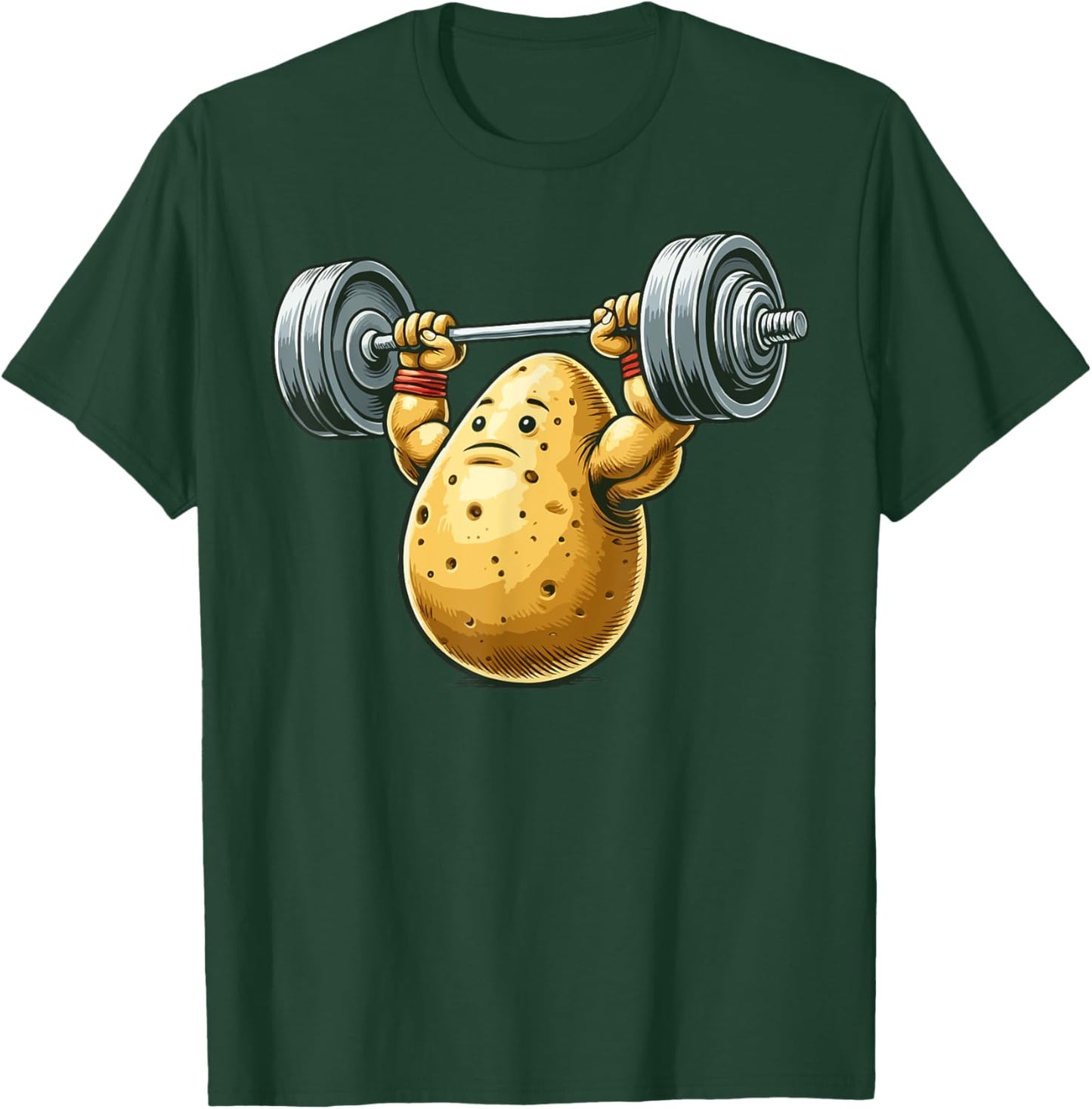 Funny Potato Weightlifting Artwork Funny Weightlifting T-Shirt - T-Shirt | Forest