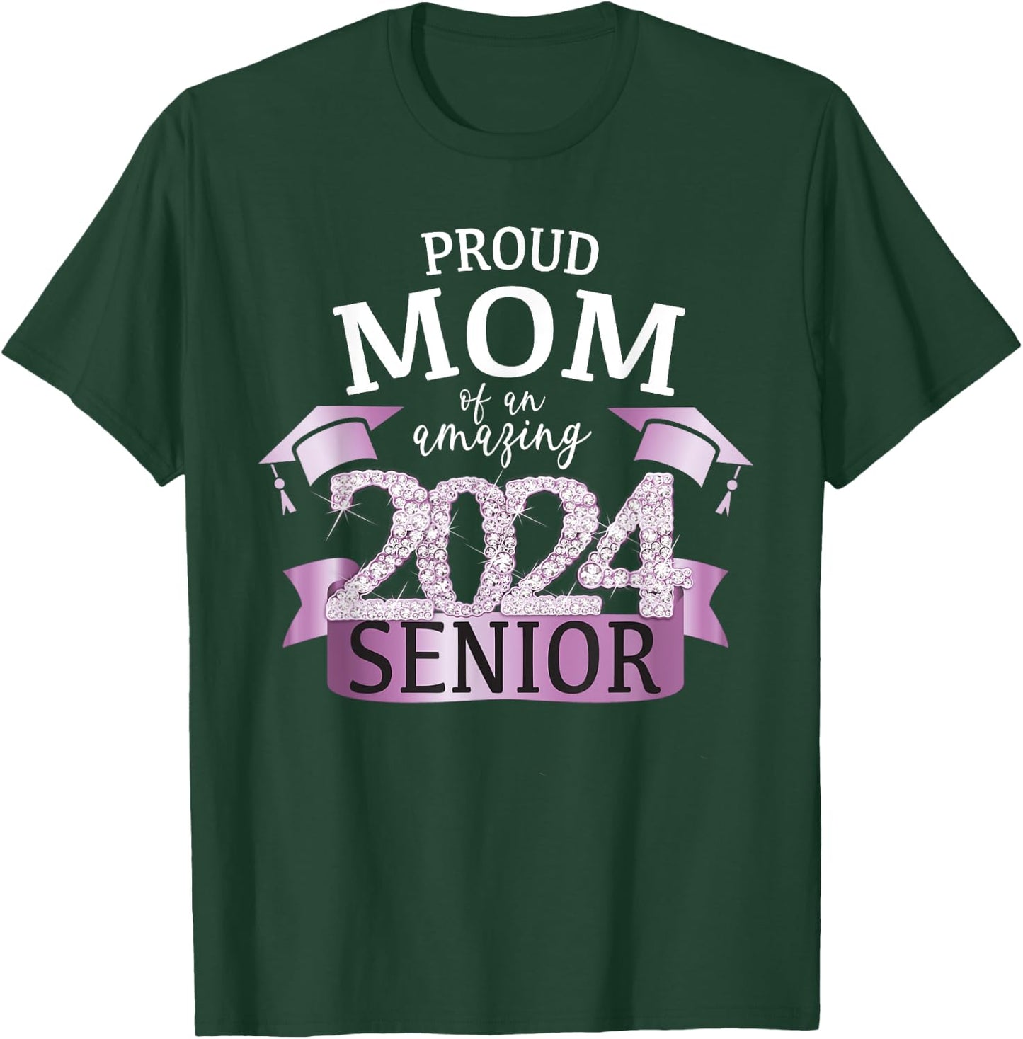 Proud 2024 Senior Mom I Elegant Purple Celebration Outfit T-Shirt - T-Shirt | Forest