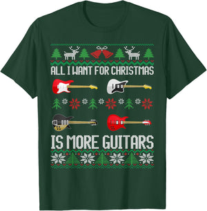 Guitars | Christmas | Guitarist Guitar Ugly Christmas T-Shirt - T-Shirt | Forest
