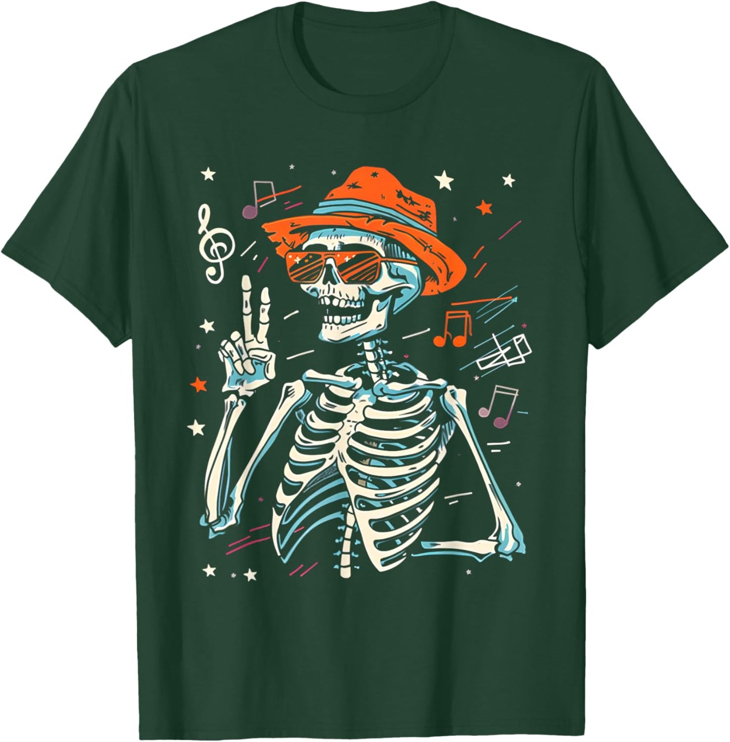Funny Halloween Rocker Skeleton Hand Rock On Halloween T-Shirt - T-Shirt | Forest
