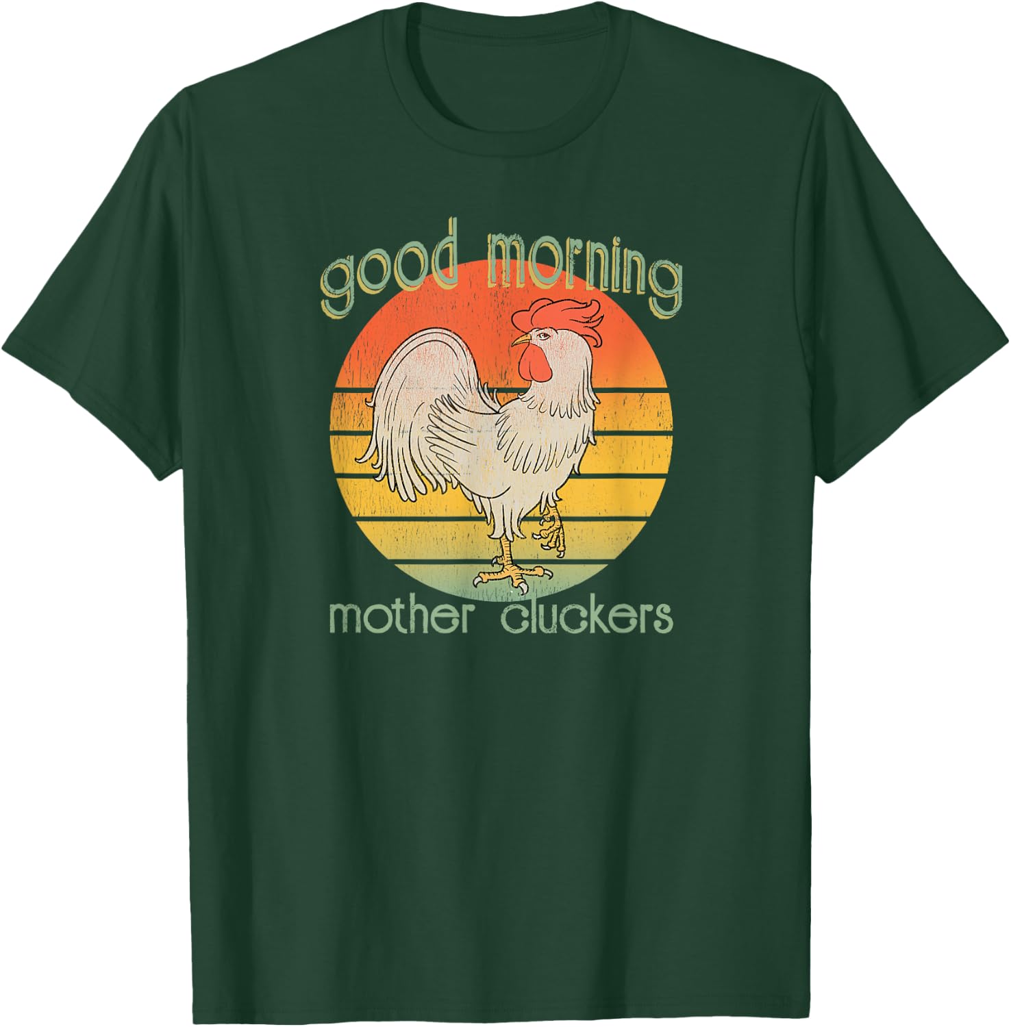 Cocky Rooster Morning Mother Cluckers Distressed Farmers T-Shirt - T-Shirt | Forest