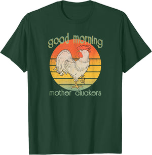 Cocky Rooster Morning Mother Cluckers Distressed Farmers T-Shirt - T-Shirt | Forest