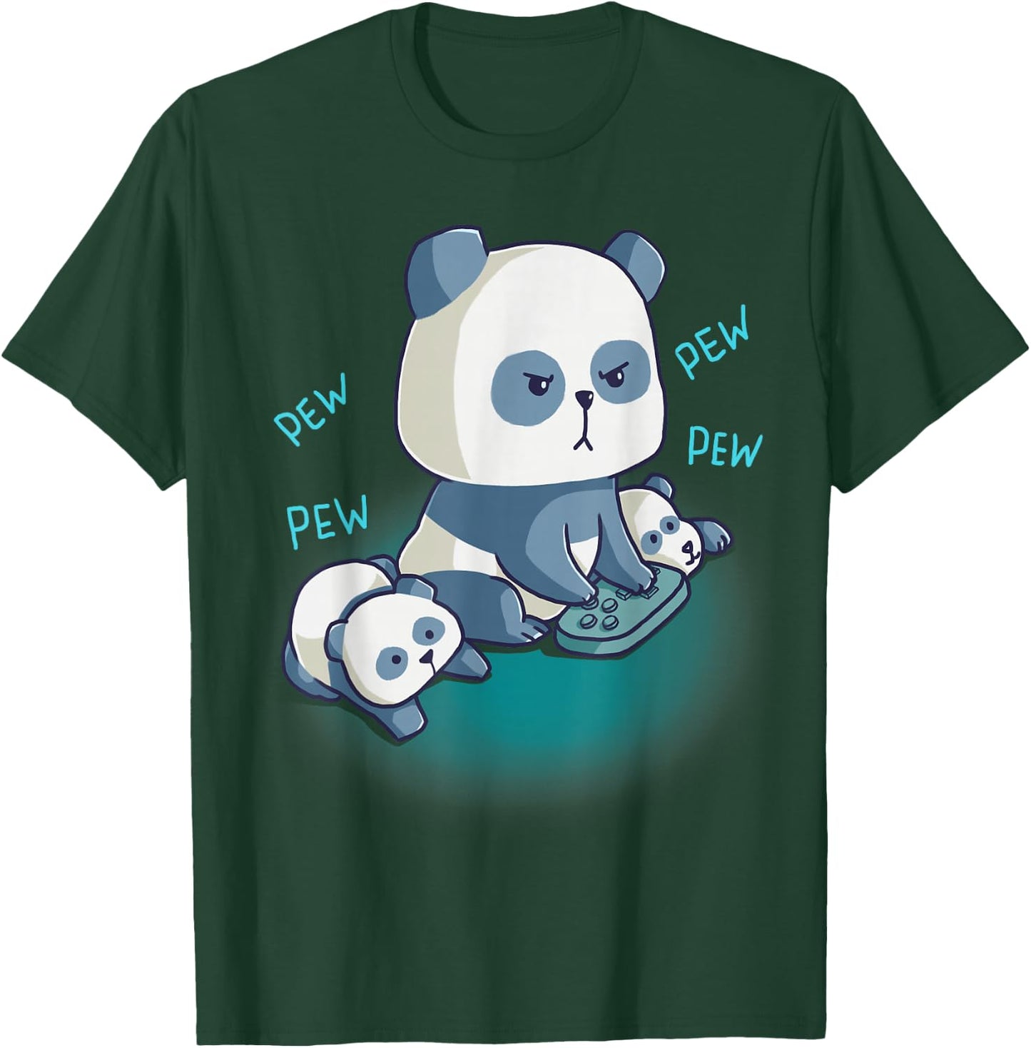 Gamer Parents Dad Mum Child Panda Bear Video Gaming Nerd T-Shirt - T-Shirt | Forest