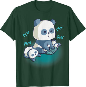 Gamer Parents Dad Mum Child Panda Bear Video Gaming Nerd T-Shirt - T-Shirt | Forest