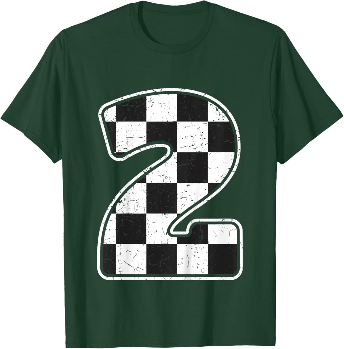 Kids Birthday Boy 2 Two Race Car 2nd Birthday Racing Car Flag T-Shirt - T-Shirt | Forest