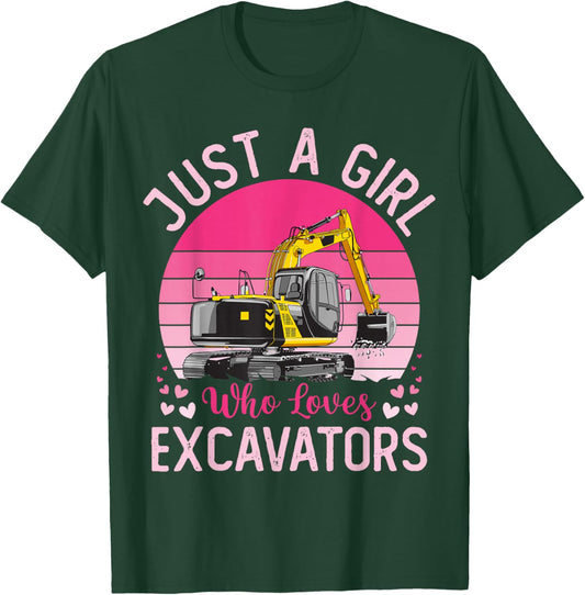Vintage Just A Girl Who Loves Excavators T-Shirt - T-Shirt | Forest