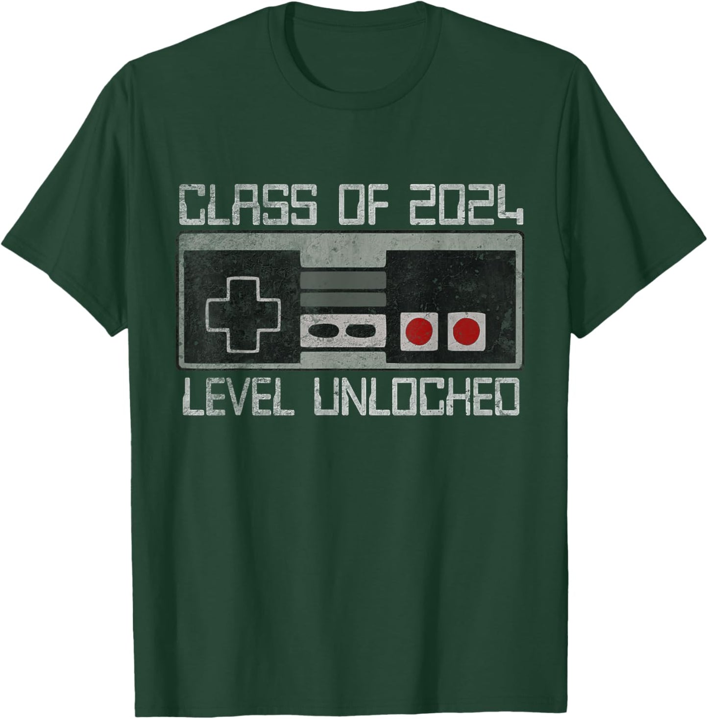 Class Of 2024 Level Unlocked Senior Gamer Graduation T-Shirt - T-Shirt | Forest