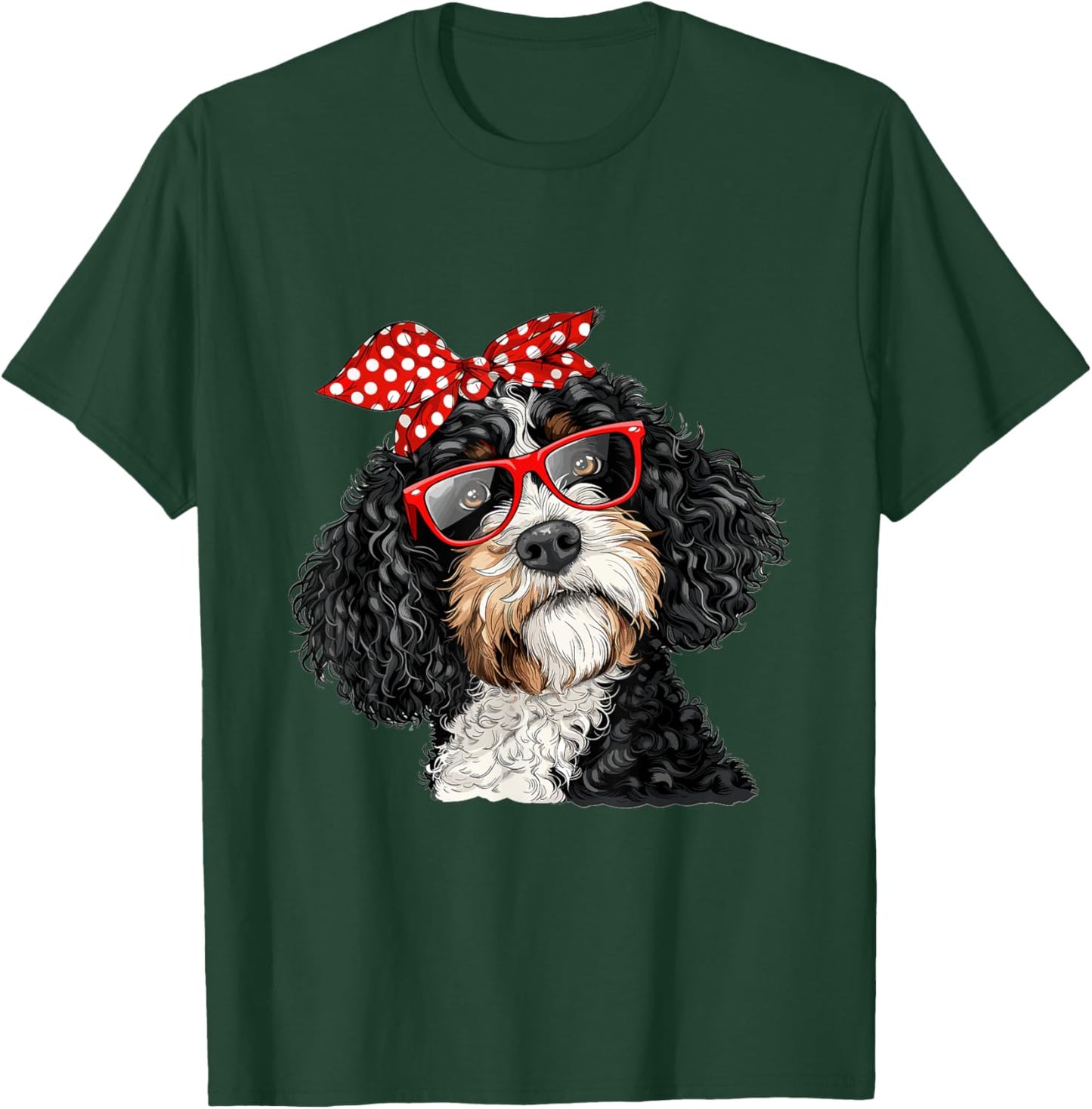 Bernedoodle Dog Mom Bandana Mothers Day Graphic T-Shirt - T-Shirt | Forest