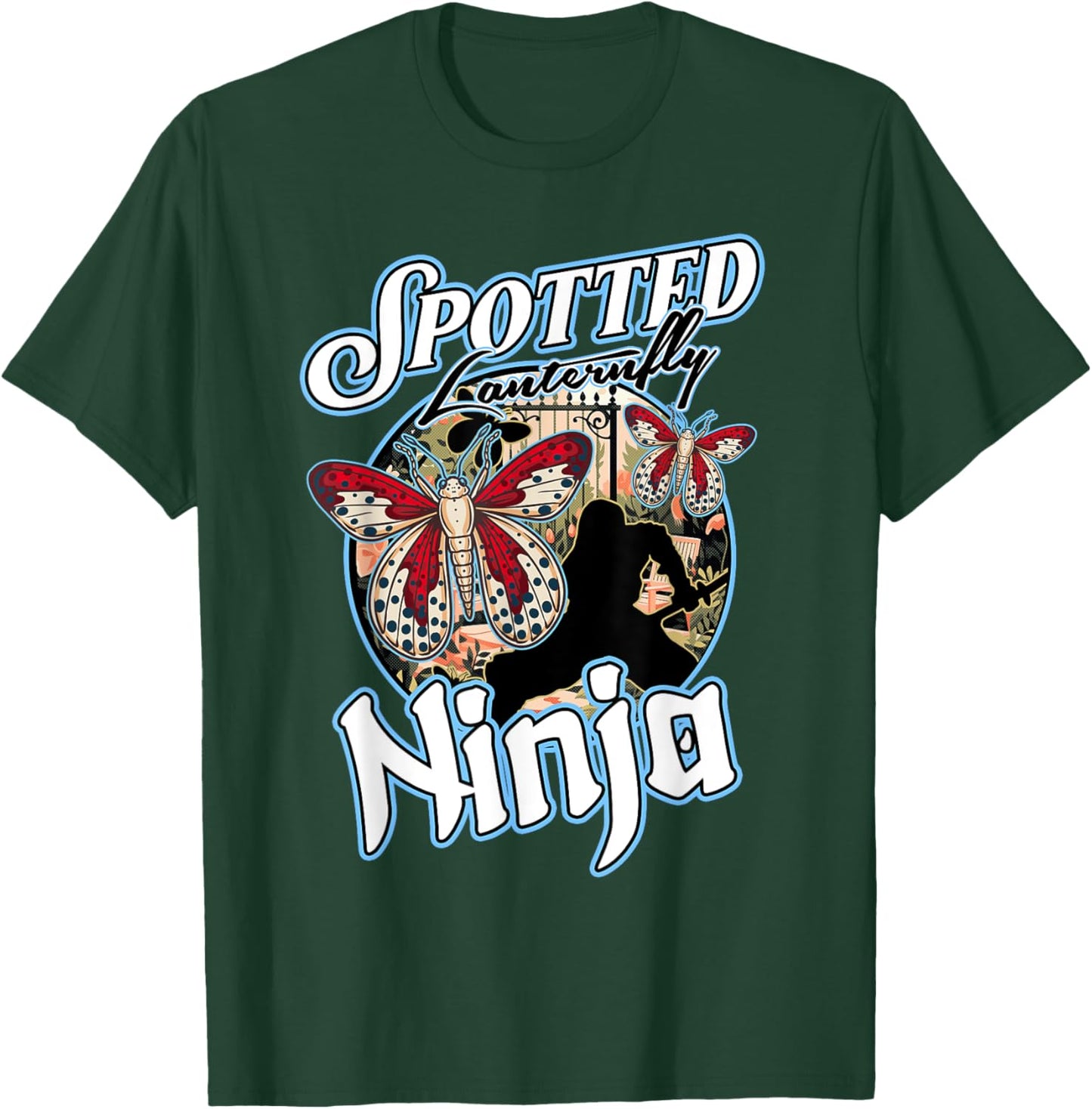 Spotted Lanternfly Trap Ninja Warrior Assassin Lantern Fly T-Shirt - T-Shirt | Forest