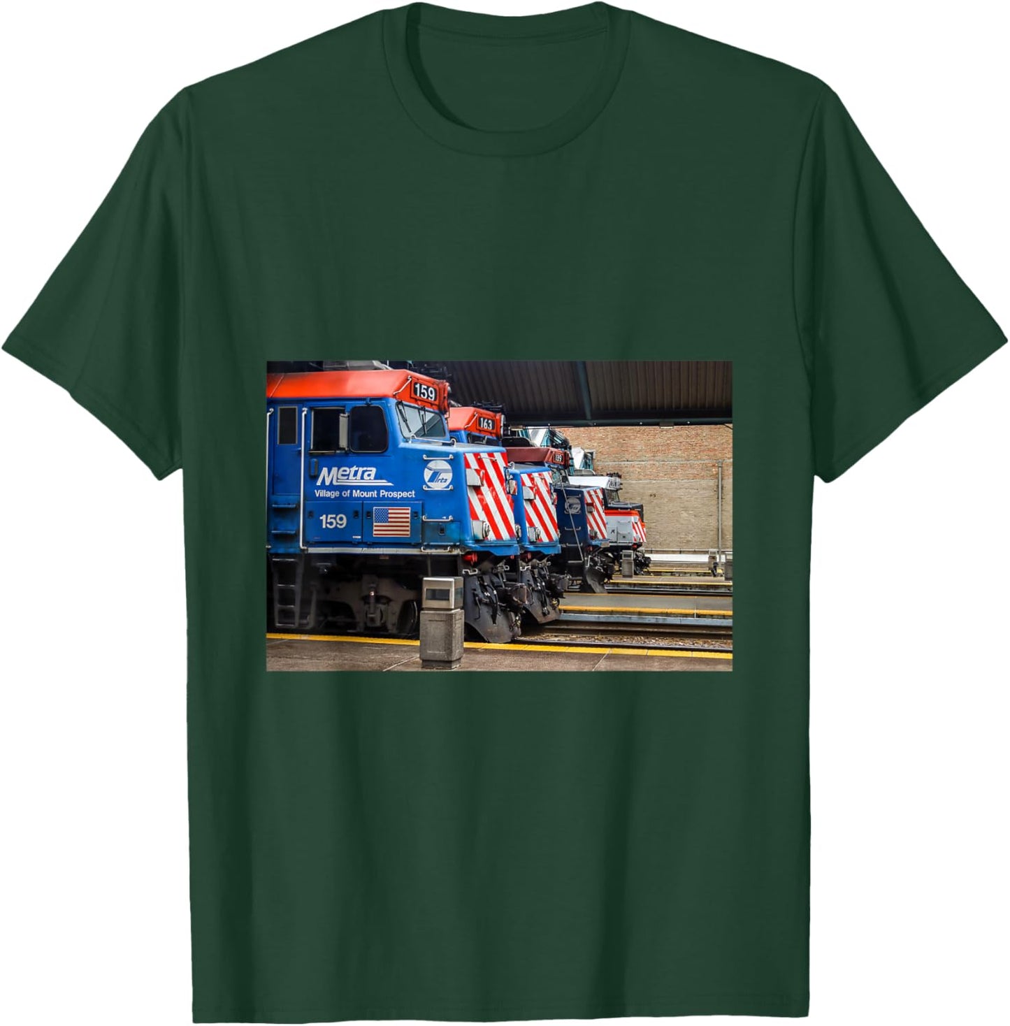 Chicago Trains Metra 159 Village of Mount Prospect , Small, Black T-Shirt - T-Shirt | Forest