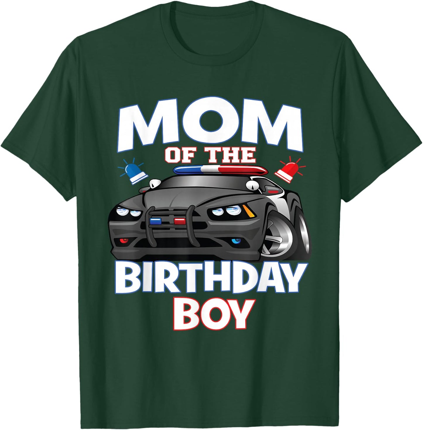 Mom of The Birthday Boy Policeman Officer Party T-Shirt - T-Shirt | Forest