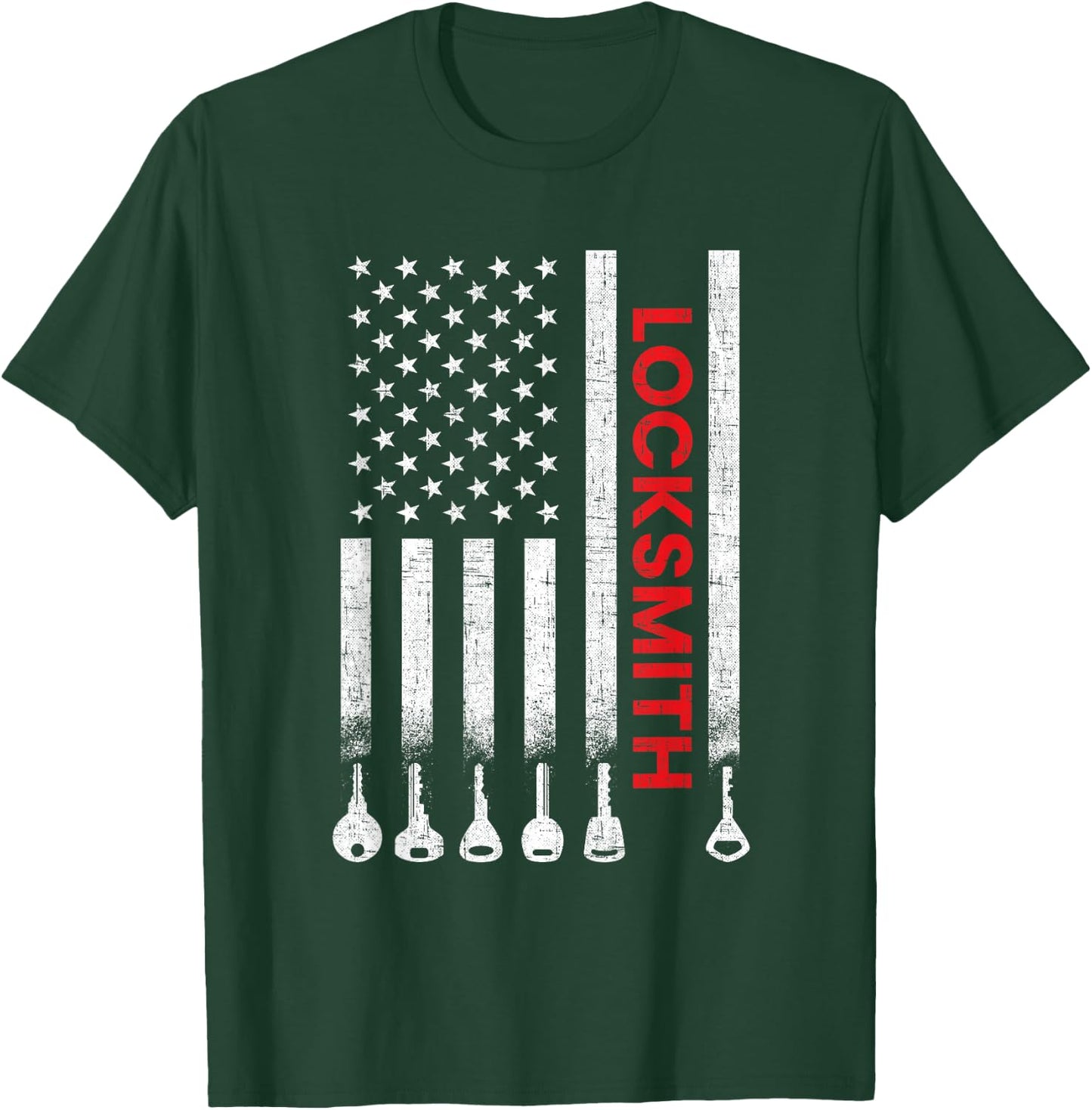 Locksmith American Flag, locksmith T-Shirt - T-Shirt | Forest