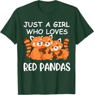 Just A Girl Who Loves Red Pandas Gift Women Kawaii Red Panda T-Shirt - T-Shirt | Forest