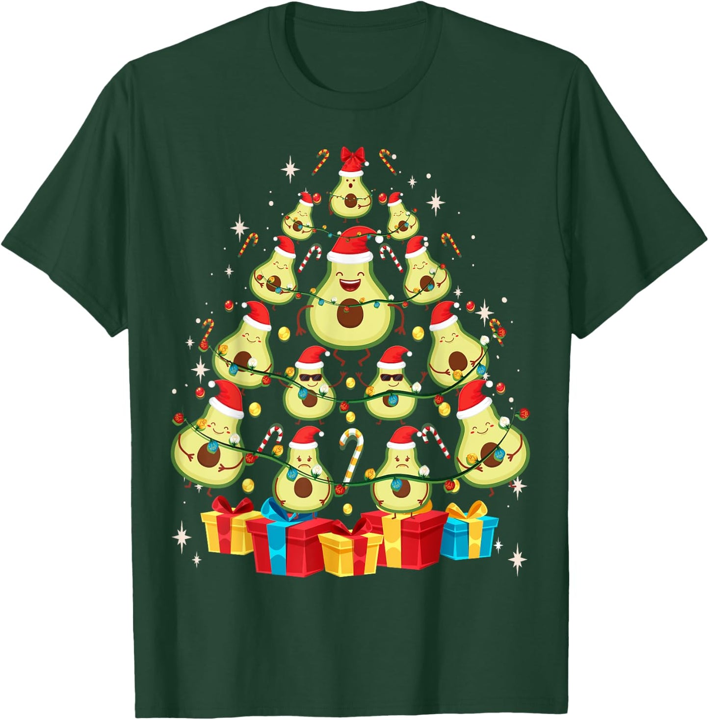 Avocado Plant Based Christmas Tree - Avocado Lover Christmas T-Shirt - T-Shirt | Forest