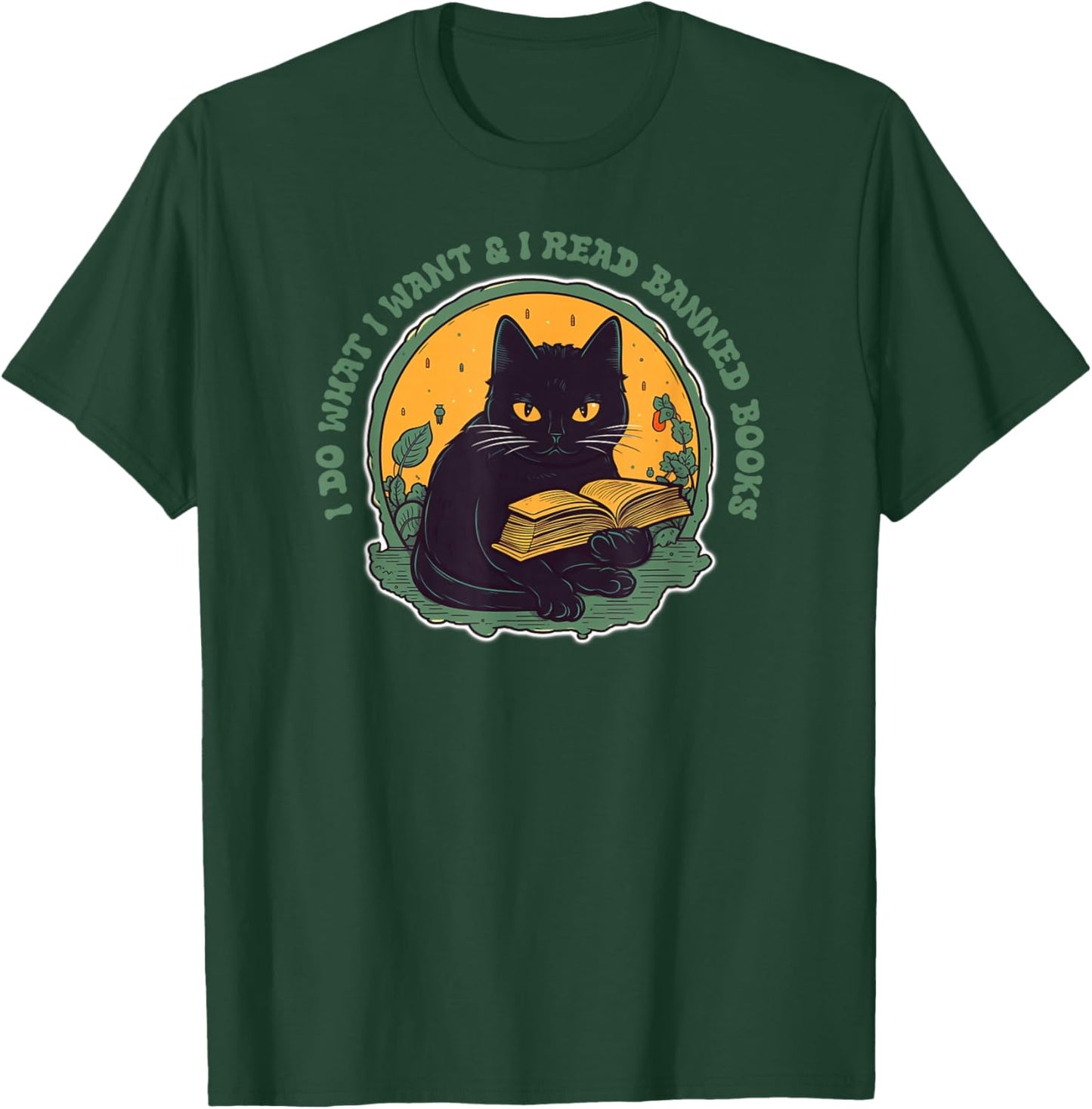 Funny Cat Reading - Read Banned Books T-Shirt - T-Shirt | Forest