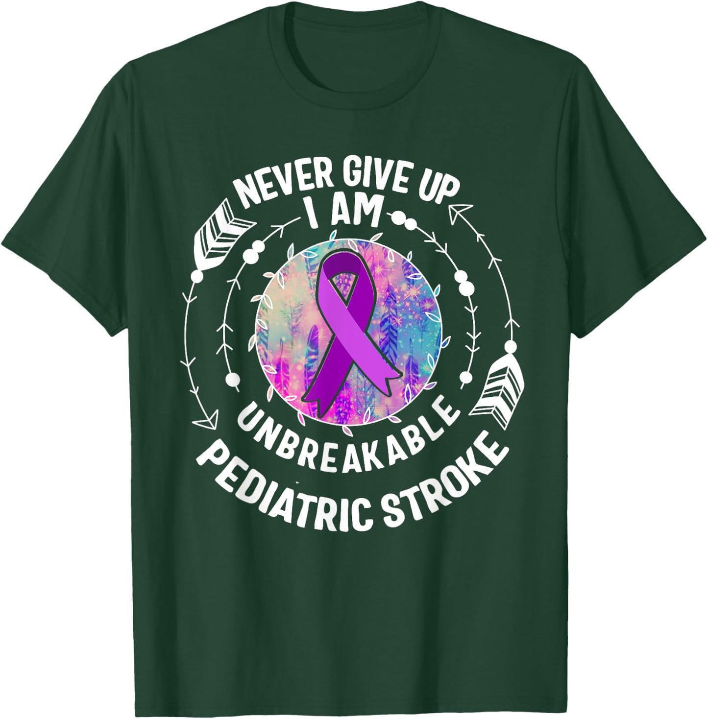 Pediatric Stroke Awareness Purple Ribbon Fight Warrior Kids T-Shirt - T-Shirt | Forest