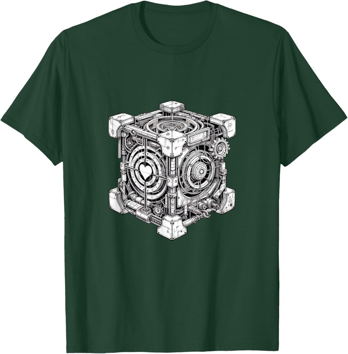 Steampunk Companion Cube with Portal-shaped Apertures T-Shirt - T-Shirt | Forest