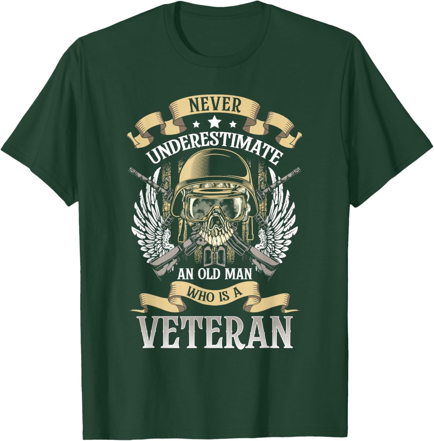 Never Underestimate and Old Man Who is Also a Veteran T-Shirt - T-Shirt | Forest