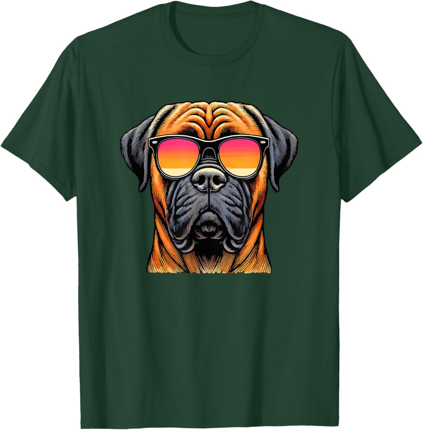 Retro Sunglasses Bullmastiff Bullmastiffs T-Shirt - T-Shirt | Forest