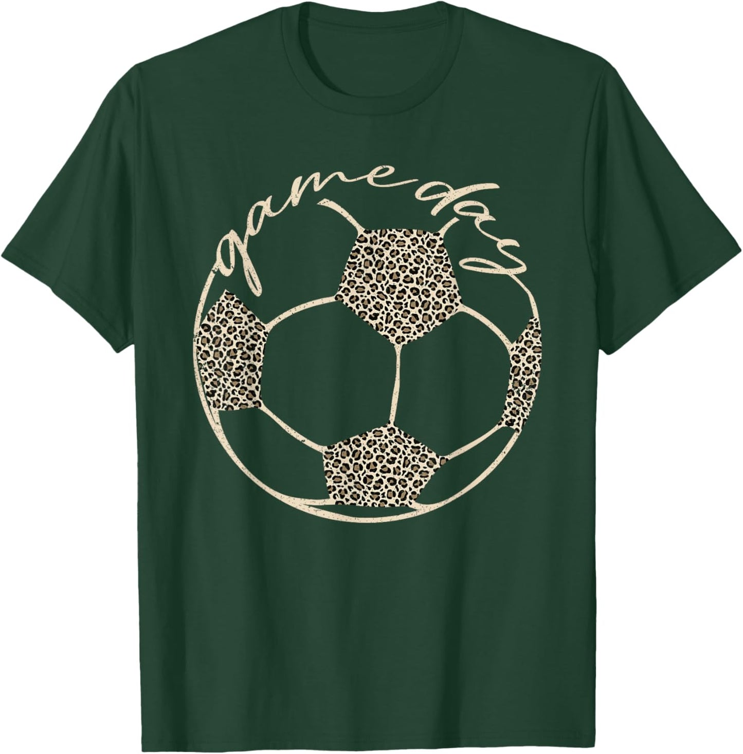 Soccer Game Day Women Leopard Cheetah Print Soccer Fan T-Shirt - T-Shirt | Forest