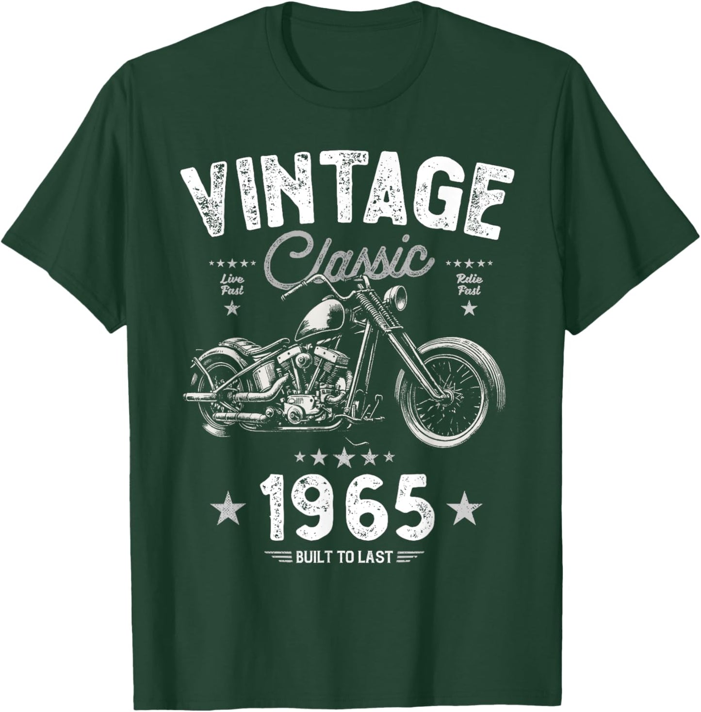 Vintage 1965 60th Birthday Classic Retro Chopper Motorbike T-Shirt - T-Shirt | Forest