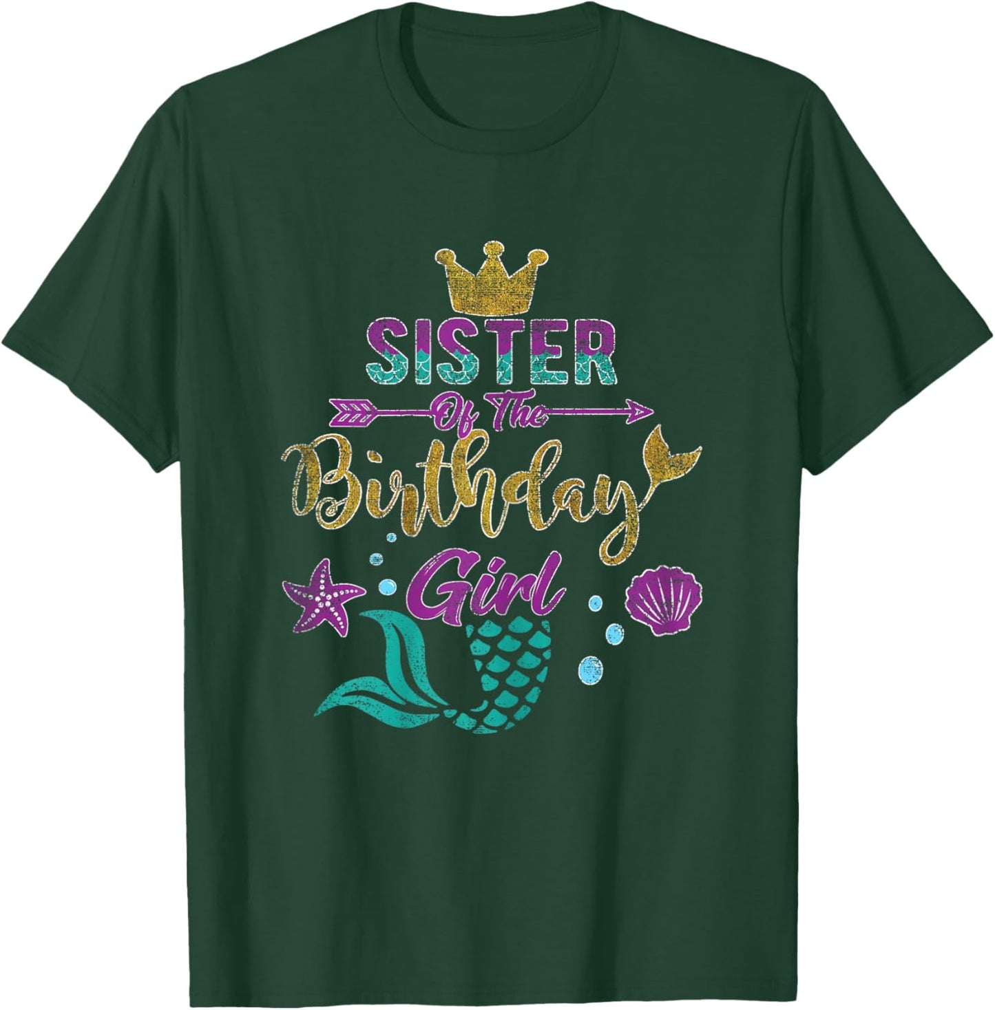Sister of the Birthday | Girl Mermaid Gift Birthday Girl T-Shirt - T-Shirt | Forest