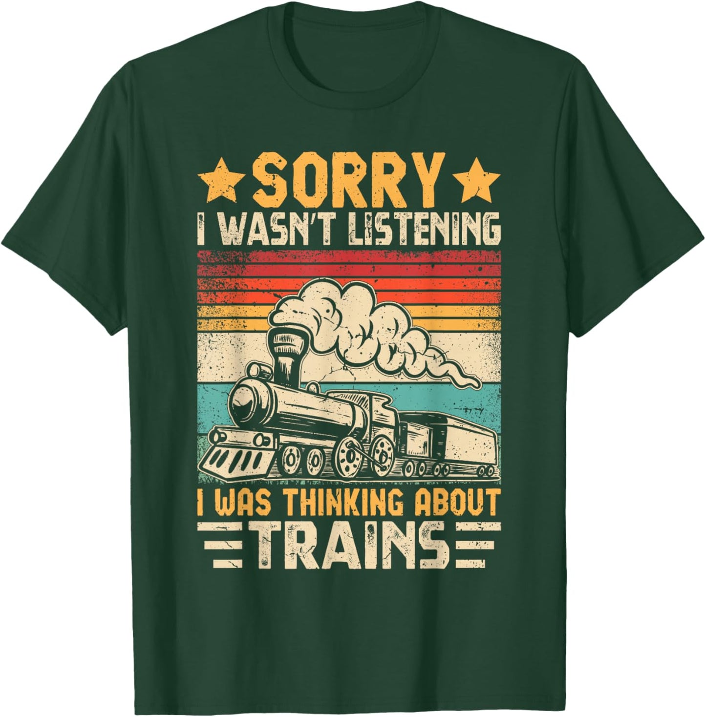 Retro Train Lover Model Railroad Conductor Funny Train , Small, Black T-Shirt - T-Shirt | Forest